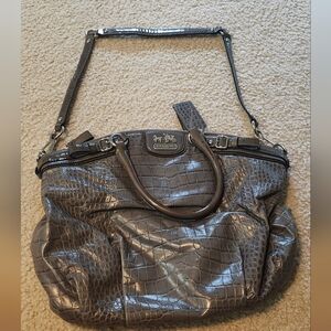 Coach Grey Crocodile Embossed Madison Lindsey Satchel